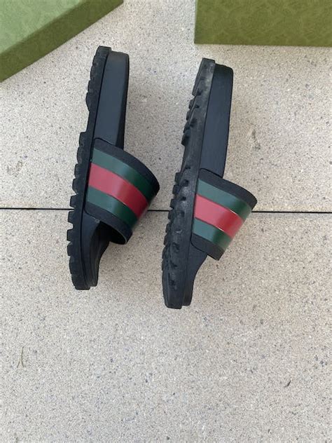 gucci tractor bottom slides|gucci canvas slide sandals.